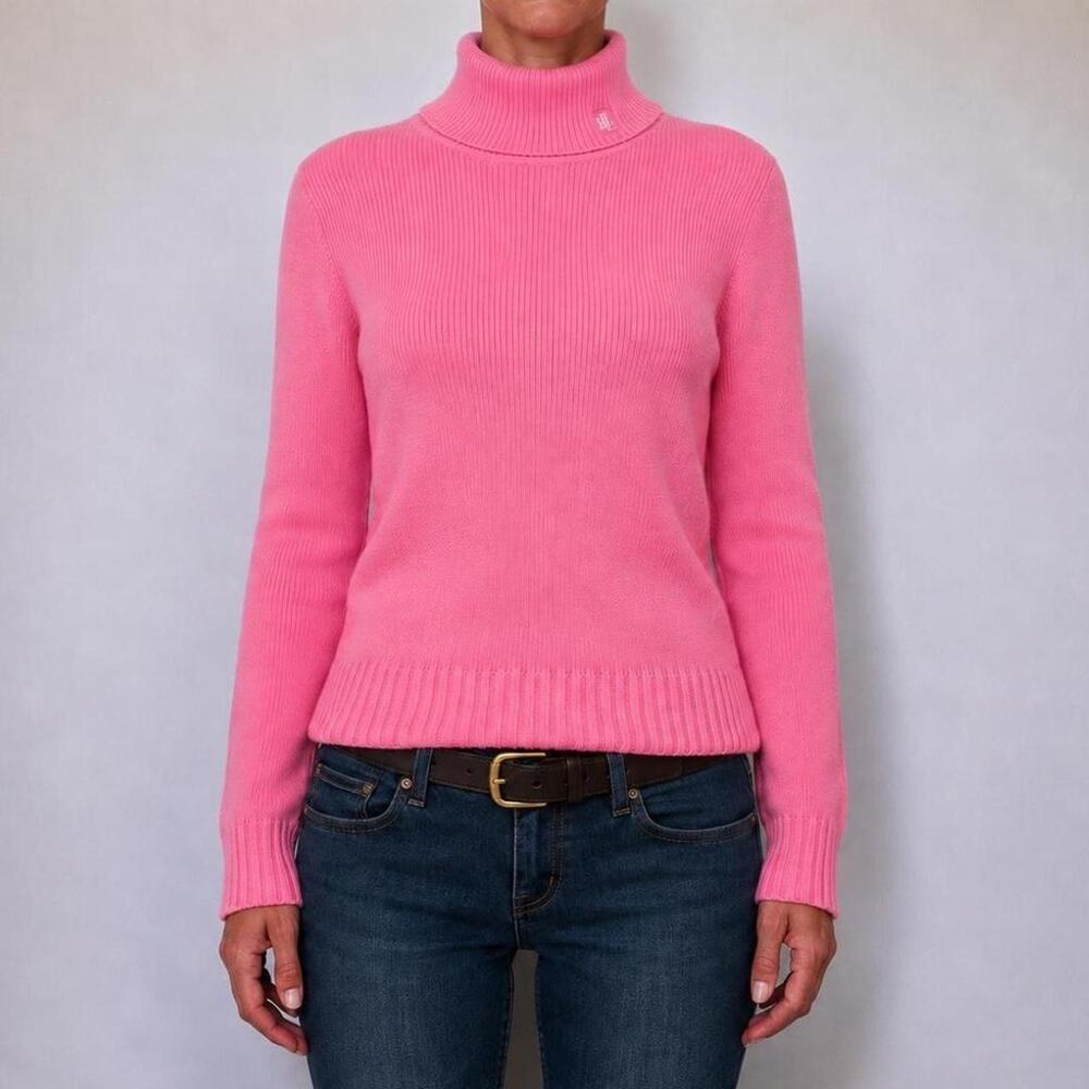 Ralph Lauren Bubblegum Pink Ribbed Turtleneck Sweater